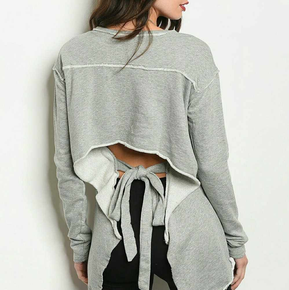 Gray Backless Sweatshirt